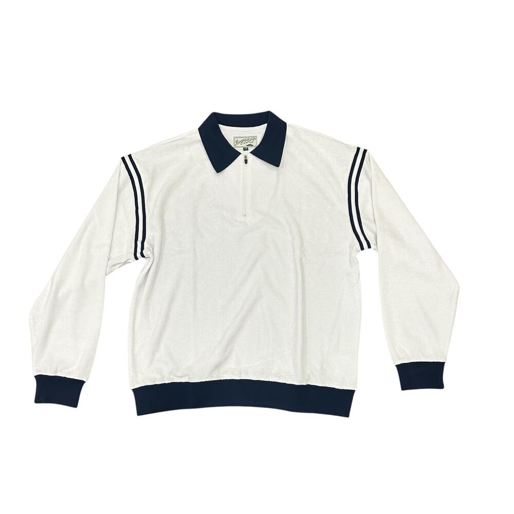 NEW Bogey Boys Macklemore Men's Terry 1/4 Zip Polo Pullover Shirt White Size L